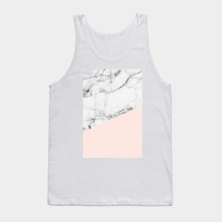 Real White Marble Half Salmon Pink Tank Top